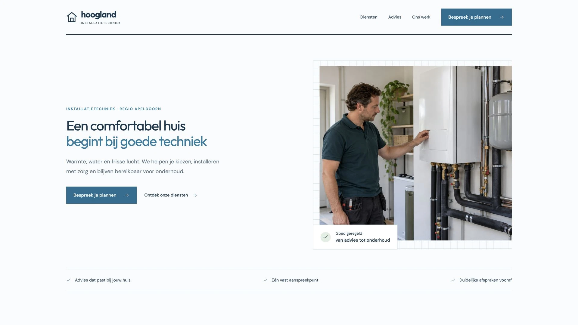 Homepage van Hoogland Installatietechniek
