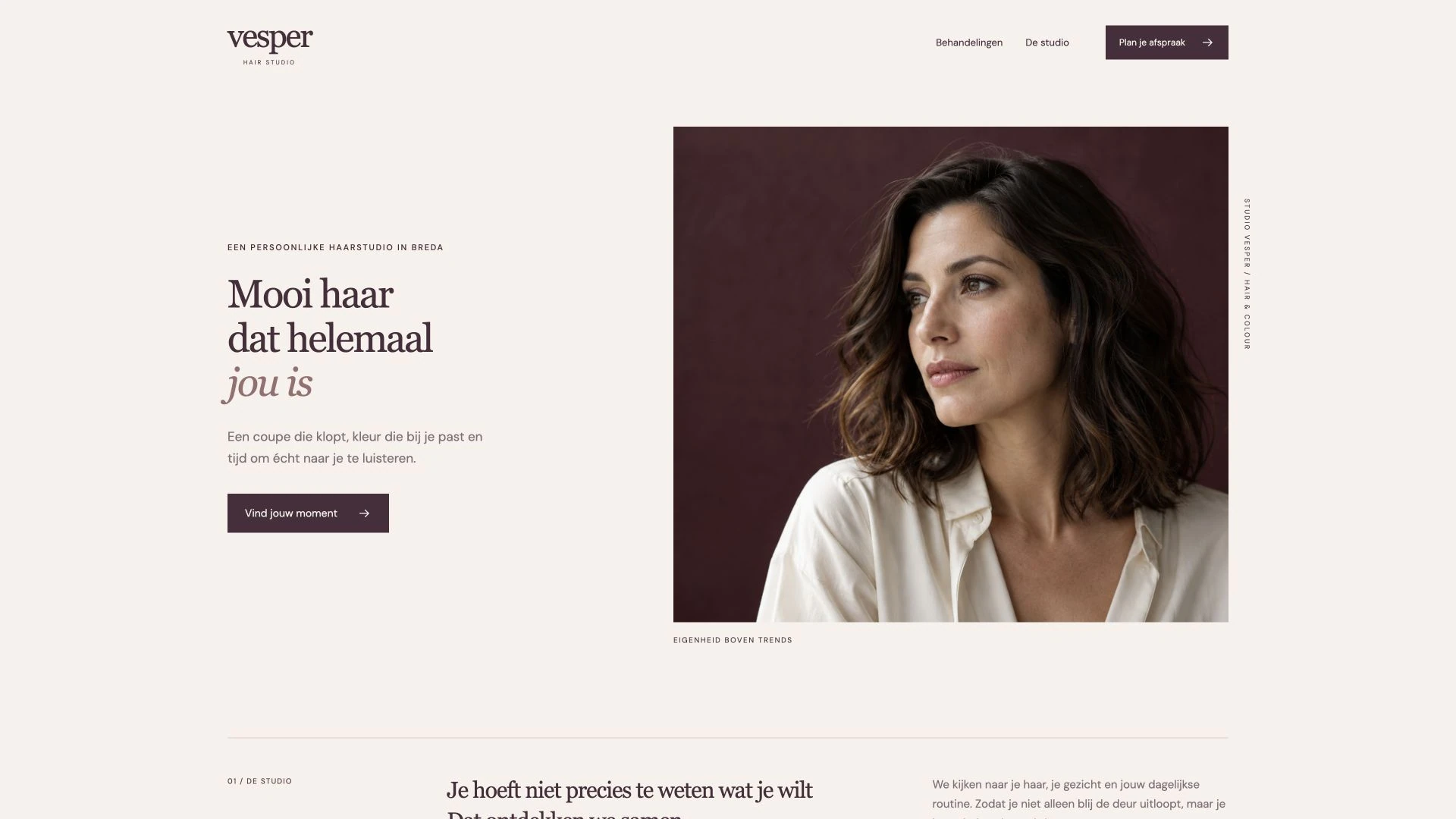 Homepage van Studio Vesper
